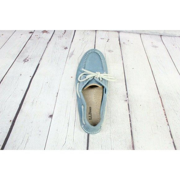 LL Bean Blue Suede Boat Moccasin Rubber Sole Loafer Shoes Size 7 - Picture 6 of 9